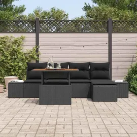 vidaXL Gartenlounge-Set 6-tlg. schwarz