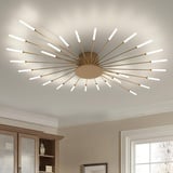 RRBEST LED Deckenleuchte Wohnzimmer,Wohnzimmerlampe Moderne Minimalistische Deckenlampe Innen Dekorative Deckenbeleuchtung für Wohnzimmer, Schlafzimmer und Büro(28 Köpfe, Gold)