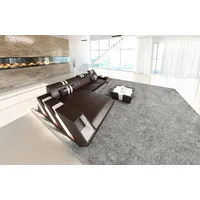 Sofa Dreams Ecksofa Ledersofa Apollonia L Form Leder Sofa Ledercouch, Couch, mit LED, wahlweise mit Bettfunktion als Schlafsofa, Designersofa braun