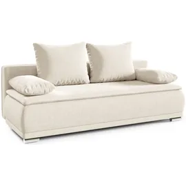 werk2 Schlafsofa WERK2 "Biggi komfortabel & elegant, Schlaffunktion, Bettkasten, Breite 206 cm", beige (creme), B:206cm H:88cm T:91cm, 100% Polyester, Sofas, Schlafsofa, inkl. losen Kissen, Struktur fein, weich BREEZE, Creme