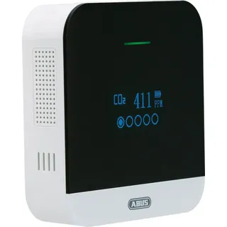 ABUS CO2WM110 CO2 Melder AirSecure Luftqualität Luftfeuchtigkeit Temperatur Rauch- und Hitzewarnmelder weiß