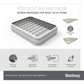 BESTWAY Luftbett Snugable Top mit integrierter Elektropumpe 203 x 152 x 46 cm