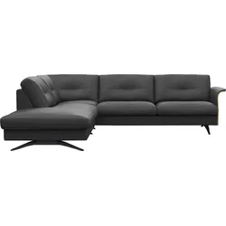 Ecksofa FLEXLUX "Glow bequem und komfortabel durch hochwertigen Sitzaufbau, L-Form", schwarz (deep schwarz), B:268cm H:81cm T:224cm, 100% Echteder, Sofas, Skandinavisches Design, In hochwertiger Verarbeitung