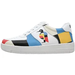 Sneaker DOGO "Dice Low-Top Sneaker Bauhaus Birdie Damen Sneaker", Damen, Gr. 37, Normalschaft, weiß, Lederimitat, Schuhe, Handgefertigt