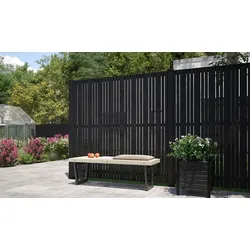 Zaun Tangent - Schwarz - 180 x 140 cm - Zaunelement aus Kiefer/Fichte - Sichtschutz in halbtransparentem Design - Holzzaun für Garten & Außenbereich