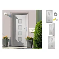 vidaXL Zimmertür Haustür Weiß 98x200 cm PVC Eingangstür Haus Nebeneingangstür Kunststof weiß