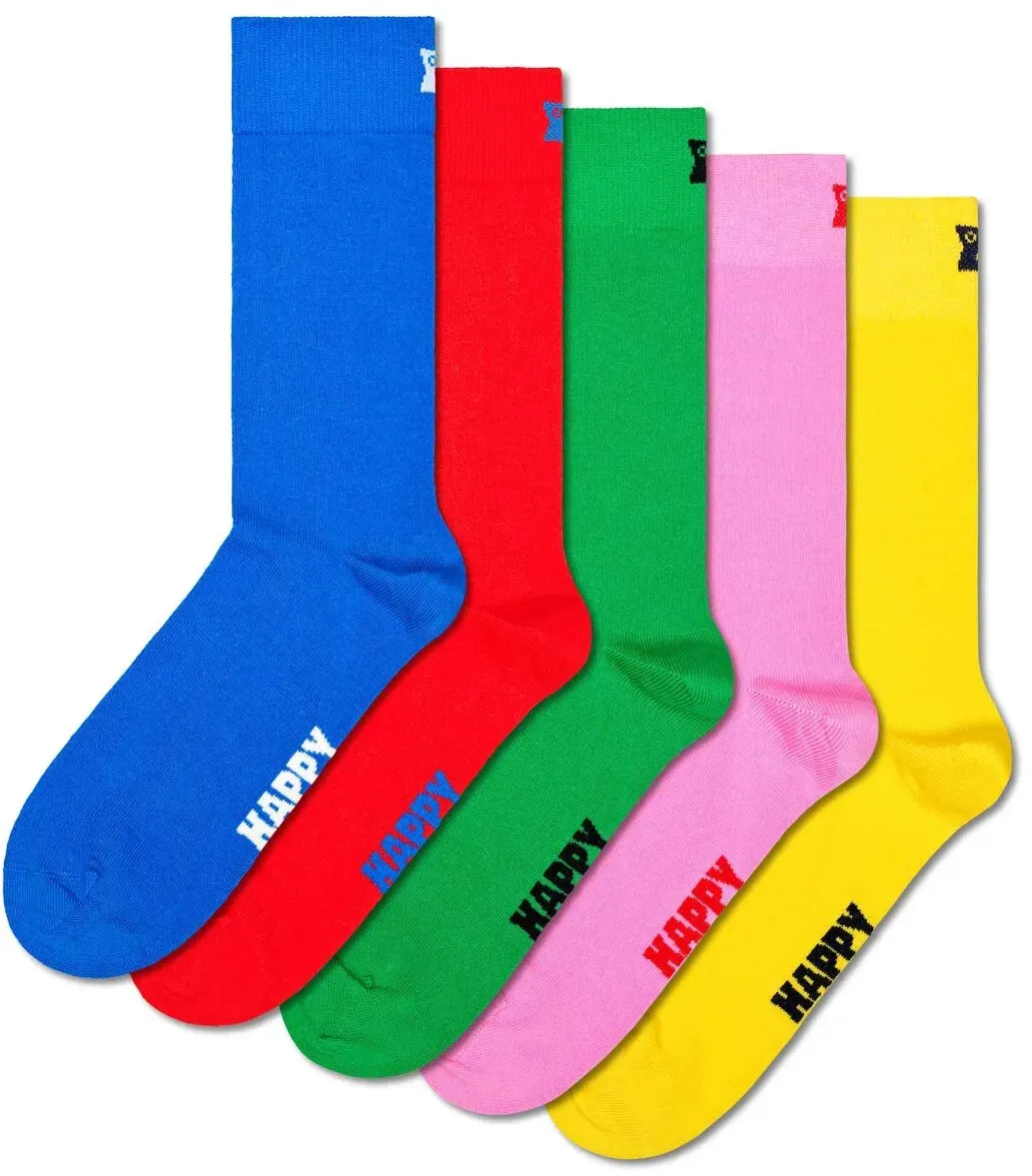 Happy Socks Unisex Socken, 5er Pack - Solid Socks, Baumwollmischung, einfarbig Mehrfarbig 36-40