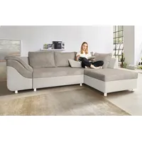 Ecksofa COLLECTION AB "Sally L-Form" Sofas Gr. B/H/T: 256cm x 87cm x 165cm, Microfaser PRIMABELLE-Cord, Ottomane beidseitig montierbar, ohne Bettfunktion-ohne Bettkasten, beige (beige/taupe) mit und ohne Bettfunktion, inklusive loser Rücken- Zierkissen