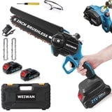 WEIWAN Mini Kettensäge mit Akku 6 Zoll, Automatischer Öler, 2 Akku Mini Kettensäge Elektro Klein, 900W Tragbare Mini Einhand Kettensäge Akku Handkettensäge für Gartenarbeiten, Bürstenloser Motor(2Ah)