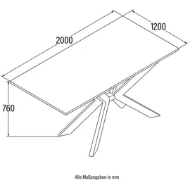 Home Deluxe Esstisch Eckig AVENCIA inkl. Sternfuß - 200 x 120 cm Light Oak