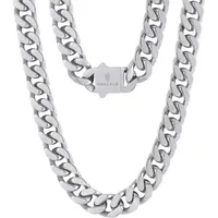 LuxusKollektion Ketten und Armband Set Panzerkette Herren 8/12/14mm Gold/Weißgold Cuban Link Chain 61cm