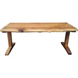 Casa Padrino Vintage Esstisch Eiche Rustikal Massiv 200 Mod TR4 - Landhaus Stil Tisch massives Eichenholz - Braun