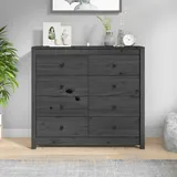 Beistellschrank Grau 100x40x90 Cm Massivholz Kiefer