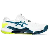 Asics Herren Tennisoutdoorschuhe GEL-RESOLUTIONTM 9, WHITE/RESTFUL Teal 46 1⁄2