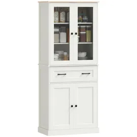 Homcom Küchenschrank Hochschrank mit Acrylglastüren 0 x 0 x 0 Weiß