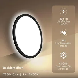 B.K.Licht LED Panel 1 29 cm rund/schwarz