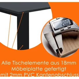 AKKE Esstisch Küchentisch Esszimmertisch Anthrazit 100x50cm