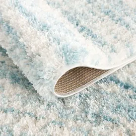 Carpet City Hochflor-Teppich Pulpy 524, rechteckig, Höhe: 30 mm, besonders weich, Meliert, ideal für Wohnzimmer & Schlafzimmer beige|blau 80 cm x 300 cm x 30 mm