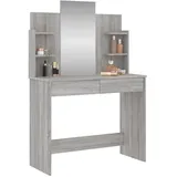 vidaXL Schminktisch, mit Spiegel Grau Sonoma 96x39x142 cm