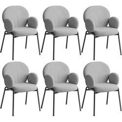 TECTAKE Stuhl Scandi gepolstert, Bouclé-Stoff  6er Sethellgrau