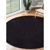 The CarPET Teppich THE CARPET "Relax round", schwarz, H:16mm Ø:120cm, Polyester, Teppiche, Teppich, waschbarer Wohnzimmer Teppich modern rutschfest