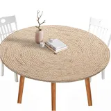 STFAL Tischdecke Transparent, Tischdecke Rund, Durchsichtige Tischdecke, Wasserdicht Abwaschbar Folie Fettdicht Tischschutzfolie, Das Randgummiband-Design Ist Einziehbar (120cm-Gemustert)