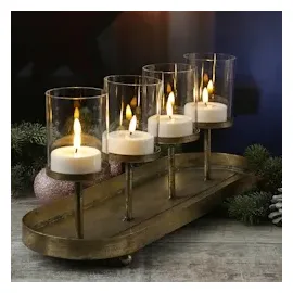 MARELIDA Kerzenständer Advent Kerzenhalter Kerzentablettt Adventskranz gold