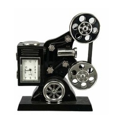 Designer Tischuhr Movie Player Projektor aus Metall