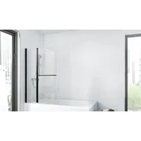 Badewannenfaltwand Marwell , 2-flg. 100 x 140 cm - Duschwand für Badewanne in matt schwarz - Badewannenaufsatz mit klarglas - Duschabtrennung mit ...