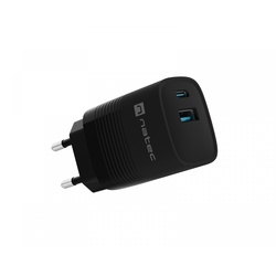 Natec Ribera GaN USB-Ladegerät USB-A & USB-C - 30W - Schwarz