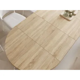 WFL GROUP Esstisch Rund Groß XXL Ausziehbar im Loft-Stil – 100 bis 300 cm – Extra Lang Ausziehtisch mit Schwarzen Holzbeinen, Industrieller Tisch für 5... - Braun