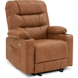 MCombo Relaxsessel 7033 Kunstleder 88 x 110 x 83 cm Braun elektrisch mit Liegefunktion