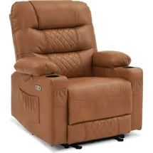 MCombo Relaxsessel 7033 Kunstleder 88 x 110 x 83 cm Braun elektrisch mit Liegefunktion