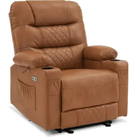 MCombo Relaxsessel 7033 Kunstleder 88 x 110 x 83 cm Braun elektrisch mit Liegefunktion