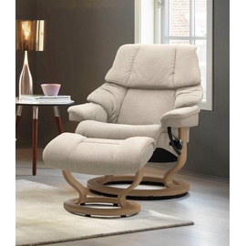 Stressless Relaxsessel STRESSLESS "Reno" Sessel Gr. ROHLEDER Stoff Q2 FARON, Classic Base Eiche, Relaxfunktion-Drehfunktion-PlusTMSystem-Gleitsystem, B/H/T: 88 cm x 98 cm x 78 cm, beige (light q2 faron) Lesesessel und Relaxsessel