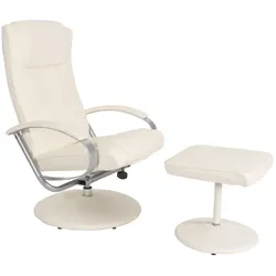 Relaxsessel Siena mit Hocker ~ creme-weiß