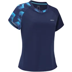 Damen Badminton T-Shirt - 560 navy/aqua, blau, S