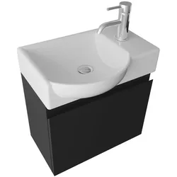 Alpenberger Gäste-WC Waschtisch mit Unterschrank | Keramik Waschbecken Badunterschrank vormontiert | Badmöbel Set mit Soft-Close-Funktion Badezimmer
