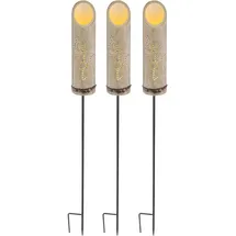 GLOBO Steckleuchte Bambus Solarleuchte Erdspieß Bambuslampe Solar, Dekor-stanzungen, grün, LED Warmweiß, Dxh 12x79,5 cm,