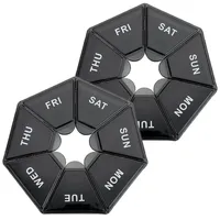 Montegoni Pillendose 2er Set Pillendose 7 Tage – Tragbare Tablettenbox für Reise & Alltag (Doppelset zur strukturierten Medikamentenaufbewahrung, 2 Stück Pillendosen), Kompakt, vielseitig, sicher, leicht zu reinigen schwarz