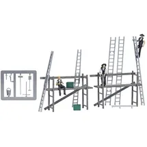 BUSCH H0 Action Set Zimmermänner mit Gerüst