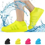 Wasserdichte Silikon Überschuhe, Regenschutz schuhe für Regen, Schneetag, Schlammige Straßen,Yellow