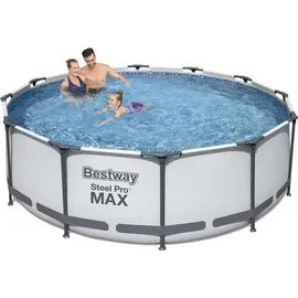 BESTWAY Steel Pro Max Frame Pool  Set 366 x 100 cm lichtgrau inkl. Filterpumpe