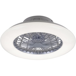 Deckenleuchte Deckenventilator Raumlüfter Kühler Sternenhimmel Wohnzimmerlampe, Stahl weiß Kunststoff, Fernbedienung dimmbar Nachtlicht 3 Stufen CCT, 1x LED 2200Lm 3000-6500K, D 50 cm