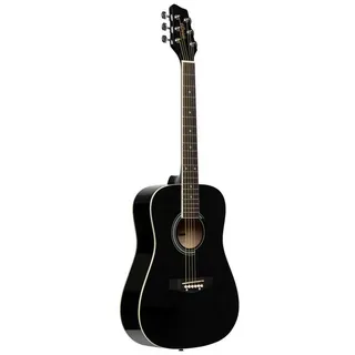 Stagg 3/4 Schwarz Dreadnought Akustikgitarre mit Decke aus Lindenholz