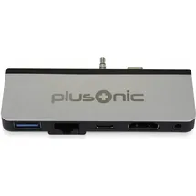 plusonic Docking Adapter/Hub für Surface Go, 5in1: USB 3.0/RJ45 Netzwerk/Type-C/HDMI/AUX, PSUC0165