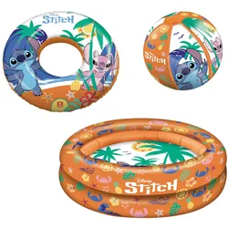 Happy People - Disney Stitch Schwimmset (3-teilig) Planschbecken Pool Wasserball Schwimmring
