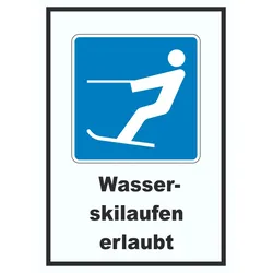 Wasserski fahren erlaubt Symbol und Text A5 (148x210mm)
