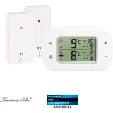 Rosenstein & Söhne Digitales Kühl- & Gefrierschrank-Thermometer 2 Funk-Sensoren weiß