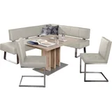 K+W Komfort & Wohnen Eckbankgruppe Spider II, (Set, 4-tlg), langer Schenkel 195cm, 2 Freischwinger, Auszugstisch in Breite 120 cm grau